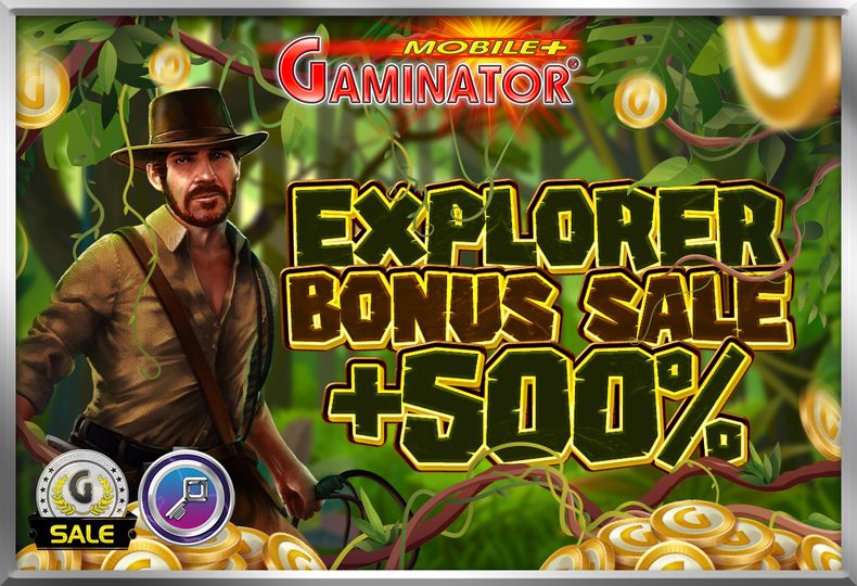 Explorer Bonus Sale! 500% Gaminator Bonus March 5, we’re rewarding your spin-survival skills with a 25% extra Level-up Bonus. Use this time, Gaminator
